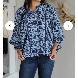 Shop Stevie Navy Floral Blouse
